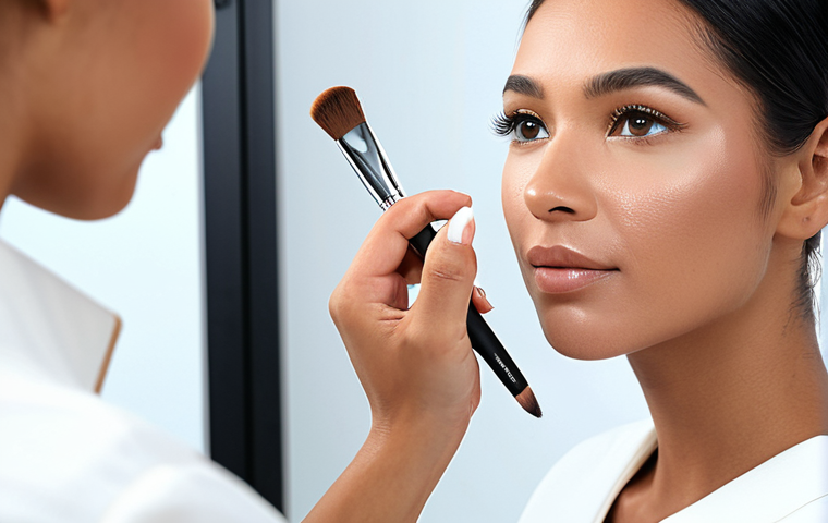 **
"A professional makeup artist applying foundation to a client in a well-lit studio, demonstrating perfect skin tone matching and flawless coverage. The client is fully clothed in modest attire. Background features professional makeup tools and a clean, modern aesthetic. Focus on detailed skin texture and natural lighting. Safe for work, appropriate content, fully clothed, professional, perfect anatomy, correct proportions, natural pose, well-formed hands, proper finger count, natural body proportions, high quality."
**